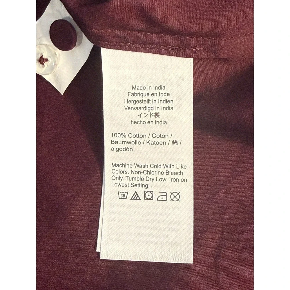 Madewell V-Neck Button-Front Top Dark Pomegranate Burgundy NY535 XS NEW